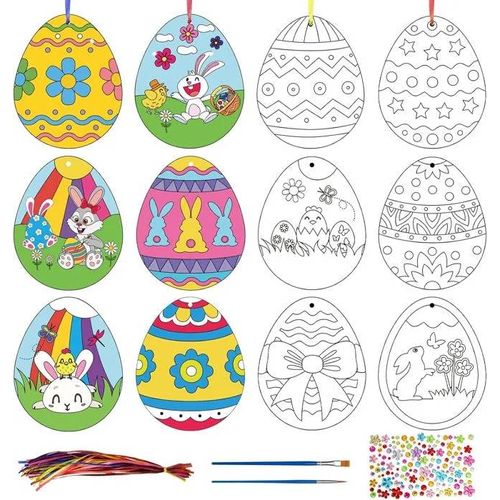 Lot De 48 Oeufs De Pâques Peints Pour Enfants