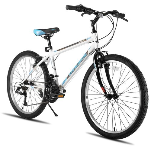 Vélo Vtt 26 Pouces 21 Vitesse Hiland Acier Hi-Ten Homme Femme Sport Blanc