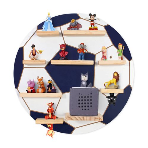 Todeco Étagère Magnétique, Pour Tonie Box Et Tonies, Jusqu'à 20-25 Tonies, Murale Étagère Pour Boîte À Musique Pour Enfant, Football