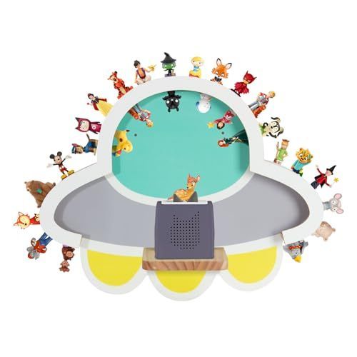 Todeco Étagère Magnétique, Pour Tonie Box Et Tonies, Jusqu'à 30-40 Tonies, Murale Étagère Pour Boîte À Musique Pour Enfant, Ufo