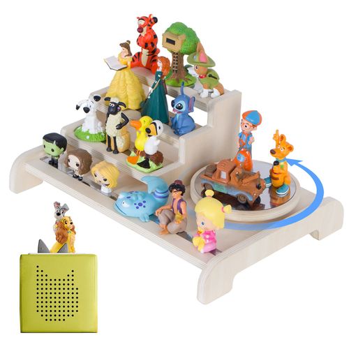 Todeco Étagère Magnétique, Pour Tonie Box Et Tonies, Avec Plateau Rotatif Amovible, Jusqu'à 20-25 Tonies, Étagère Autoportante Pour Boîte À Musique Pour Enfant, Escalier