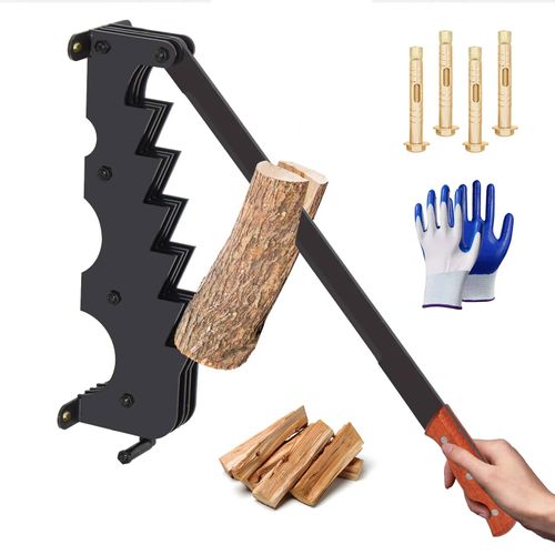 Todeco Fendeuse de Bois de Chauffage Murale, Fendeur de bûches manuel avec gants, Fendeuse de Bûches Manuelle Portable Pour cheminée, Barbecue Jardin