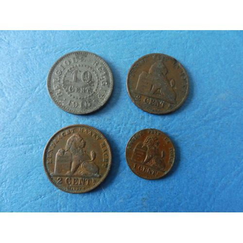4 Monnaies Royaume Belgique / Divers & Epoque Guerre 1914-1918