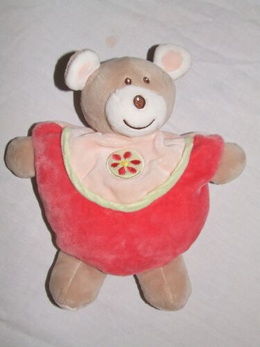 OURS AJENA ROSE FLEUR DOUDOU SEMI PLAT 22 cm