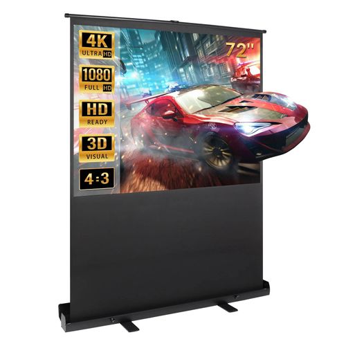Todeco Ecran de projection portable 72 pouces, ecran de projection sur pied, 146 x 109 cm, 4:3 full hd 3D