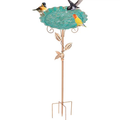 Todeco Bain D'oiseaux Pour L'extérieur, Abreuvoir Oiseaux Exterieur Sur Pied,Mangeoire Oiseaux Sauvage Décoration En Fonte Avec Pieu D'acier À Cinq