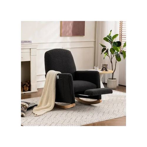 Fauteuil Inclinable Avec Repose-Pieds, Fauteuil À Bascule D'intérieur Avec Dossier Haut, Gris Foncé