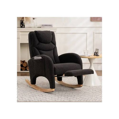 Fauteuil À Bascule, Fauteuil De Salon, Fauteuil Pour Le Salon, Tissu Peluche Gris Foncé, Capacité De Charge 110 Kg