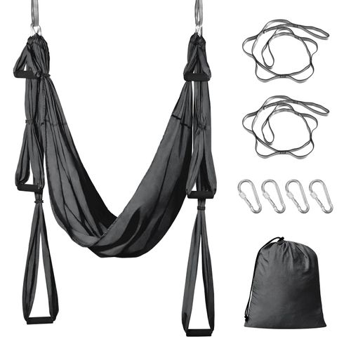 Leogreen Hamac De Yoga Aerien Kits, Balancoire Yoga Inversion Hamac, Pour Le Yoga Anti-Gravite, Nylon Taffetas, Capacite 300 Kg (Gris Fonce)
