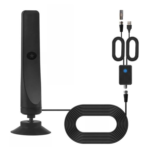 Antenne de télévision numérique HD 4K avec amplificateur Booster antenne DAB intérieure à Gain élevé 50 milles VHF/UHF large plage 25DBI ensemble aérien extérieur France Black