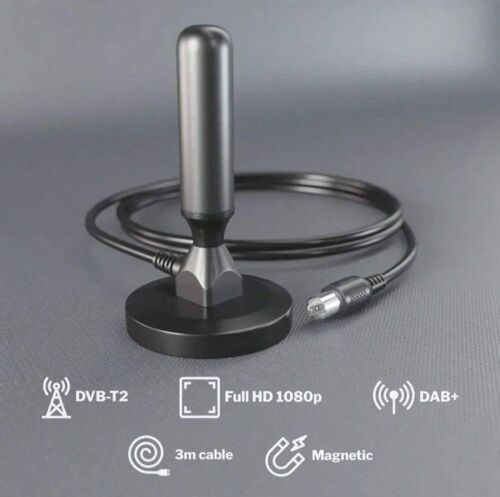 Antenne TV numérique HD pour intérieur et extérieur,base magnétique,prise en charge de la réception à 360 °,4K,1080P,HDTV,chaînes locales gratuites Black