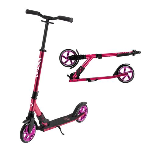 Leogreen Scooter Rotinette Enfant, Hauteur De Guidon Réglable, Roues À 180 Mm, Trottinette Stable En Aluminium, Trotinette Enfant Et Adultes Jusqu'à 100 Kg, Rose
