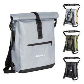Todeco Sac a Dos de Velo 3 en 1 (20L), Sacoche Porte-Bagage arriere de velo, Sac a Dos etanche et Sacoche Bandouliere, Impermeable & Reflechissante, Compartiment Ordinateur, Gris