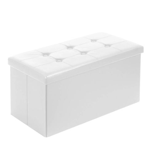 Todeco Coffre De Rangement Avec 2 En 1 Couvercle, Banc De Rangement Pliable Similicuir, Ottoman Avec Espace De Stockage, Pouf Rangement Interieur 80l