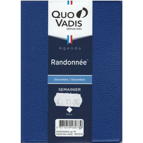Quo Vadis Agenda 2026 "Randonnée" Bleu 9x12.5cm