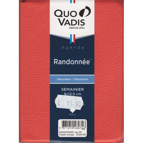 Quo Vadis Agenda 2026 "Randonnée" Corail 9x12.5cm