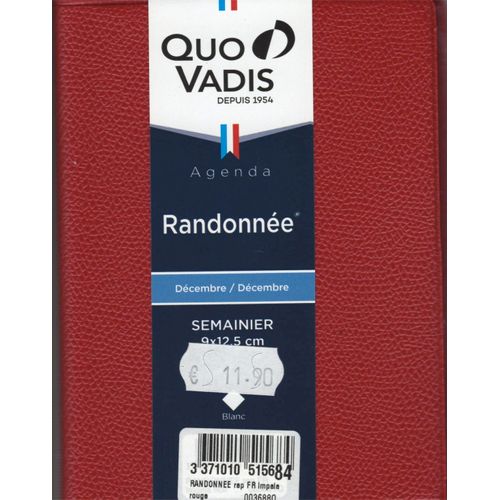 Quo Vadis Agenda 2026 "Randonnée" Rouge 9x12.5cm