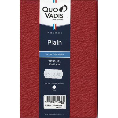 Quo Vadis Agenda 2026 "Plain" Rouge 10x15cm