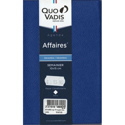 Quo Vadis Agenda 2026 "Affaires" Bleu 10x15cm