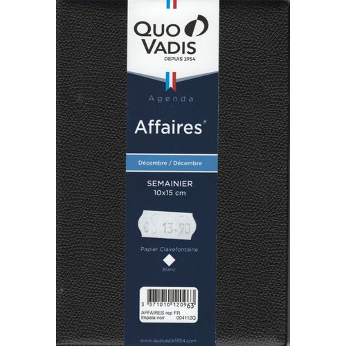 Quo Vadis Agenda 2026 "Affaires" Noir 10x15cm
