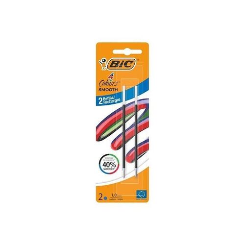 Bic Pack 2 Recharges Pour Stylo-Bille 4 Colours Smooth S Bleu