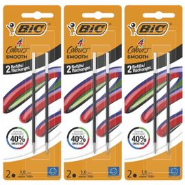 Bic Lot De 3 Packs 2 Recharges Pour Stylo-Bille 4 Colours Smooth S Noir