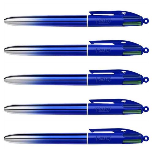 Bic Lot De 5 Stylo-Billes Rétractable 4 Colours Smooth Gradient S Bleu Foncé