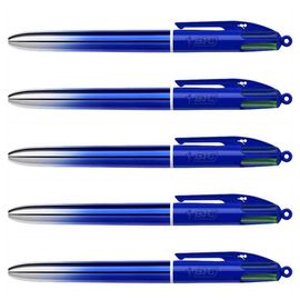 Bic Lot De 5 Stylo-Billes Rétractable 4 Colours Smooth Gradient S Bleu Foncé