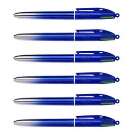 Bic Lot De 6 Stylo-Billes Rétractable 4 Colours Smooth Gradient S Bleu Foncé