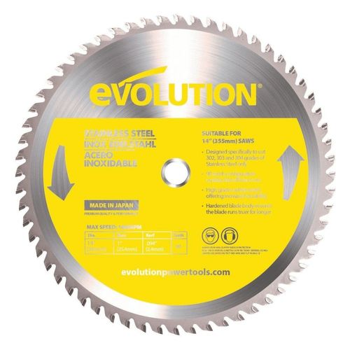 Lame en carbure de tungstène pour acier inoxydable, EVOLUTION, 302, 303 et 304, 90 dents, alésage 20 mm diam. 355 mm