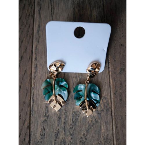 Boucles D'oreilles En Forme De Feuille De Palmier