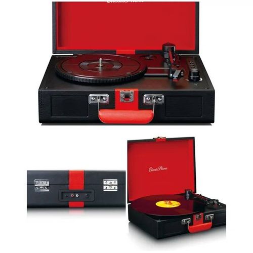Platine Disque Vinyle Rouge -Bluetooth - Stéréo - Vintage - haut-parleurs intégrés