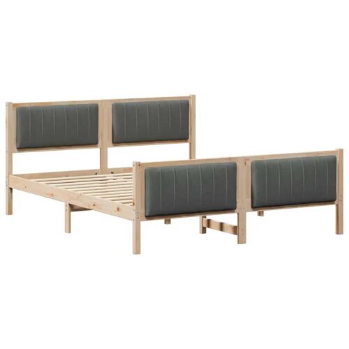 vidaXL Cadre de lit avec tête de lit marron et gris foncé 160 x 200 cm