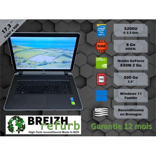 PC Portable HP 17-F 17" Intel Core i5-5200U - 2.2 Ghz - Ram 8 Go - SSD 500 Go