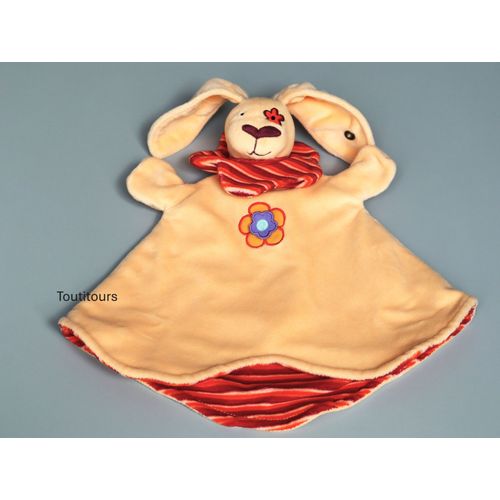 Doudou lapin plat orange rouge Steiff