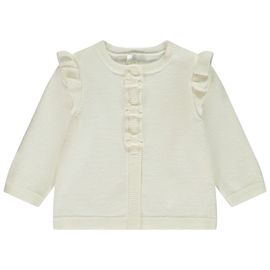 Gilet Uni En Tricot Avec Volants Et N?Ud Fantaisie Pour Bébé Fille - Ecru