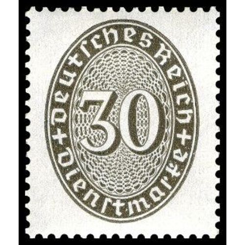 Allemagne, Rép. De Weimar 1927, Très Beau Timbre De Service Neuf** Luxe Yvert 83, Série Grands Chiffres Sur Ovale, 30pf. Vert Olive.
