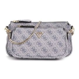 GUESS Sac à épaule bandoulière bleu blanc pour femme - Noelle II Double Pouch Crossbody Bag Slate Logo 325191