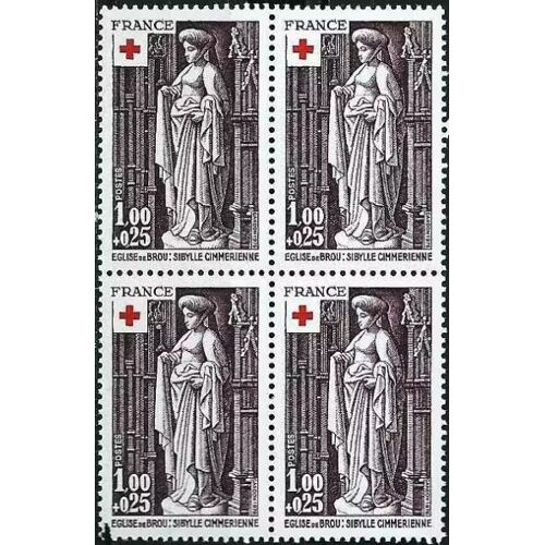 France 1976, Très Beau Bloc Neuf** Luxe Croix Rouge, 4 Timbres Yvert 1911 - Eglise De Brou : Sibylle Cimmérienne. -