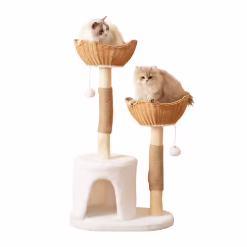 Arbre À Chat- Tour De Jeux Pour Chats -108 Cm -Avec 2 Corbeilles Et 1 Caverne- Adapté Aux Chats Adultes Et Aux Chatons