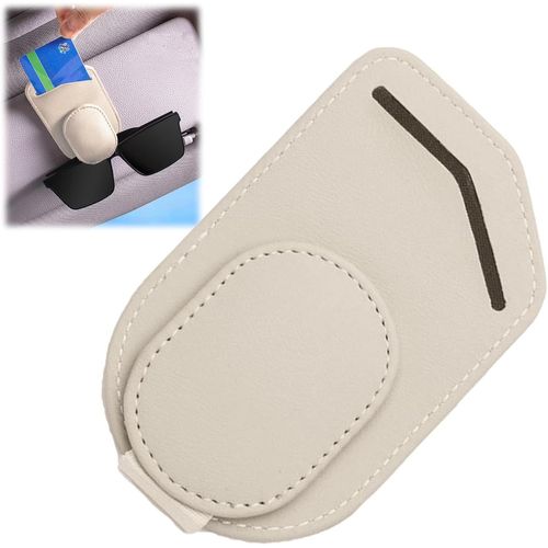 Porte Lunettes Pour Voiture, Cuir Pu Support Lunettes Pour Pare Soleil Voiture, Beige Porte Lunettes Pour Voiture Magnétique, Auto Accessoires, Pour Lunettes De Soleil Carte Ticket[Z588]