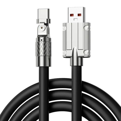 Câble USB Type C à Charge rapide 120W 7A, câble coudé rotatif à 180 degrés pour jeu pour Xiaomi Redmi Honor, chargeur de téléphone USB C Black 1m