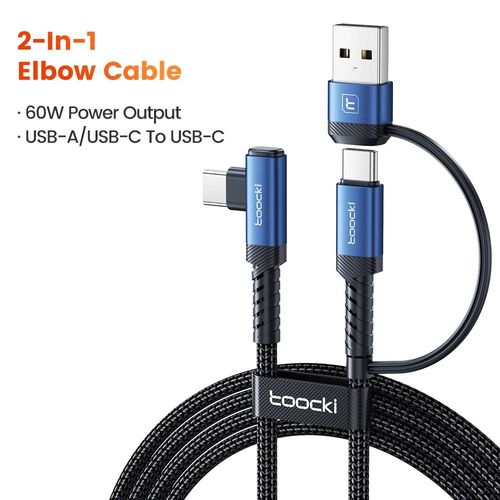 60w Usb C Vers Type C Câble Pour Iphone 15 Pro Max 3a Usb A Et C Coude Fil De Données Pour Xiaomi Honor Jeu Téléphone Chargeur Cordon Ty Aandc -C 3a 2m 2m