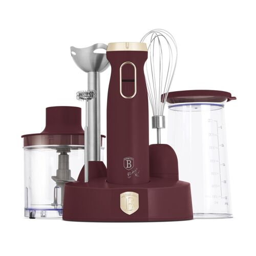 Berlinger Haus Mixeur À Main 6 En 1, 800w, Contrôle De Vitesse Variable, Lame En Titane, Accessoires Inclus (Verre Doseur, Hachoir, Moussoir, Fouet), Couleur Bordeaux Mat
