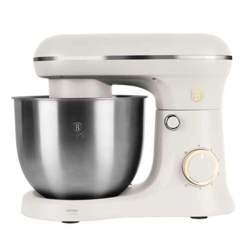 Berlinger Haus Robot De Cuisine Multifonctionnel 1500w, 5l, Acier Inoxydable, Crochet Et Fouet Antiadhésif, 6 Vitesses, Moteur Silencieux, Design Élégant, Crème Mate