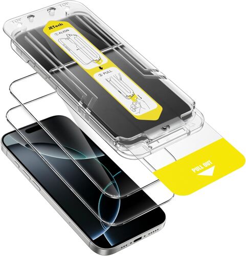 Protection D'Écran Pour Iphone 16 Pro 6,3 Pouces, Installation Ultra Facile En 10 Secondes, Film En Verre Trempé Sans Bulles, Compatible Avec Les Coques, Transparent Hd, Lot De 2