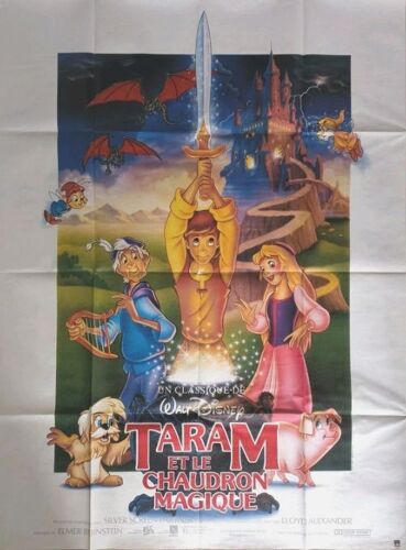 Taram Et Le Chaudron Magique - Affiche Originale De Cinéma - Format 120x160 - De Ted Berman Avec Les Voix De Grant Bardsley, Thierry Bourdon, Susan Sheridan - Année 1985