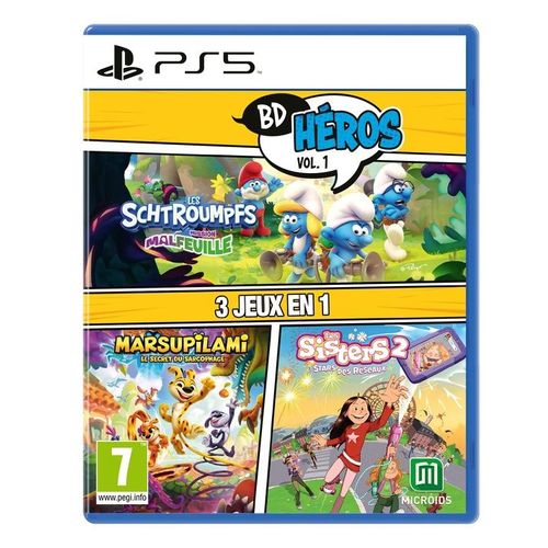 Pack BD Heroes Vol.1 : 3 jeux en 1 (Les Schtroumpfs Missions Malfeuille, Marsupilami, Les Sisters Show Devant!) PS5