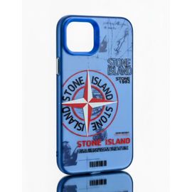 Coque  pour iPhone 14, Stone Island couleur bleue 