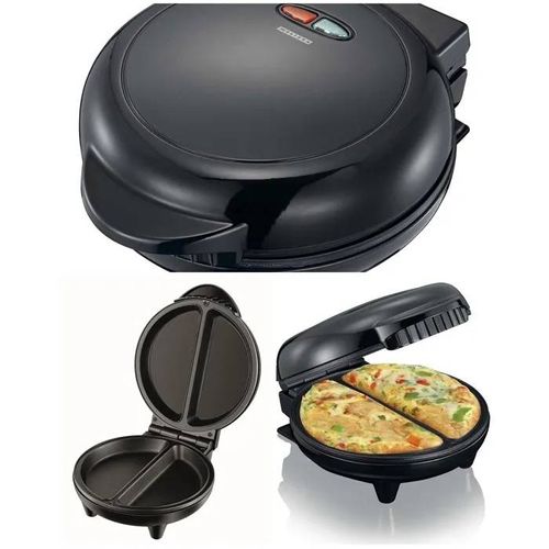 Appareil à Double omelette Multicuiseur 750W Noir avec plaques antiadhésives